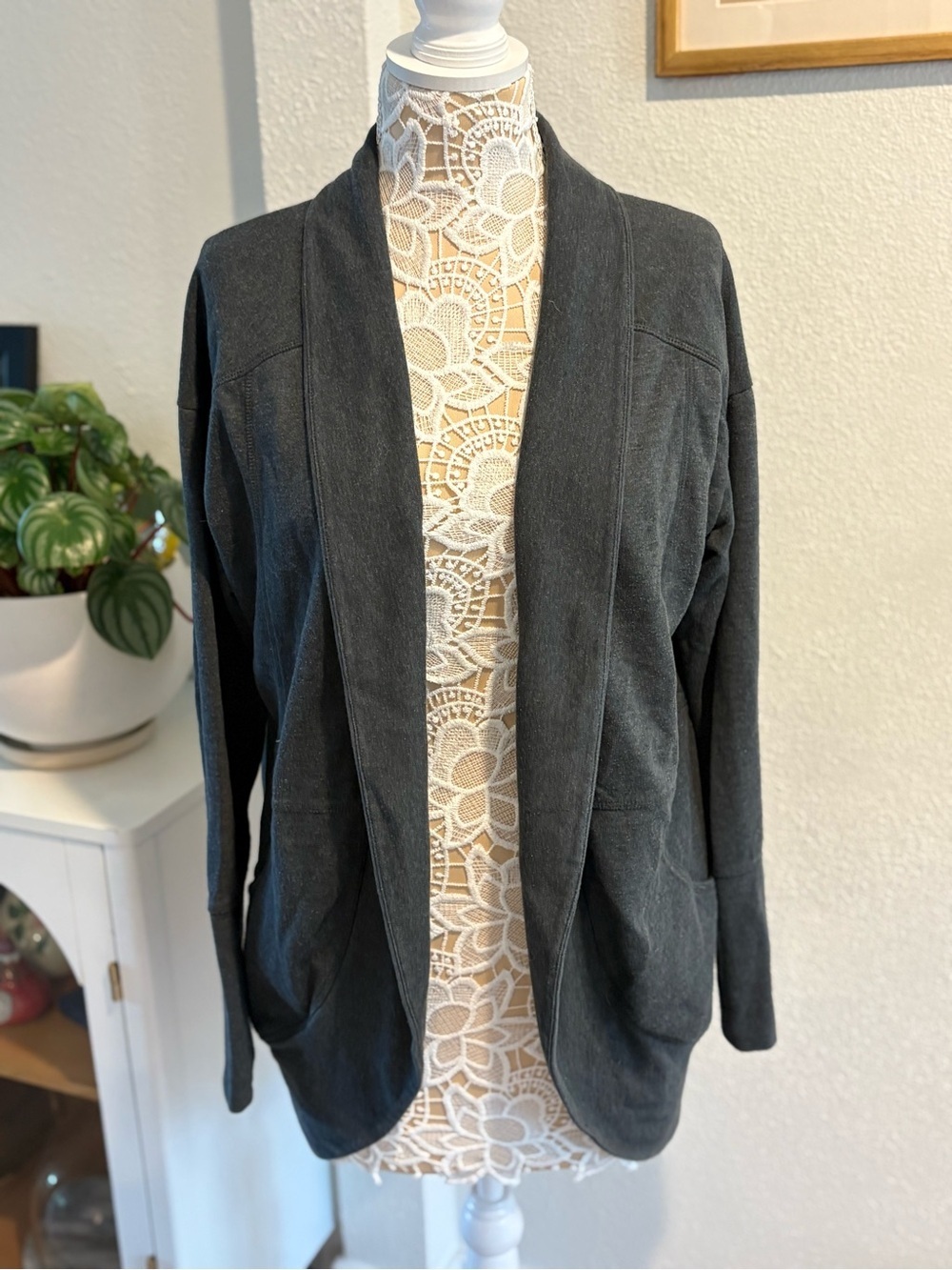 Eddie Bauer Cozy Shawl Collar Open Front Cocoon Cardigan- size L